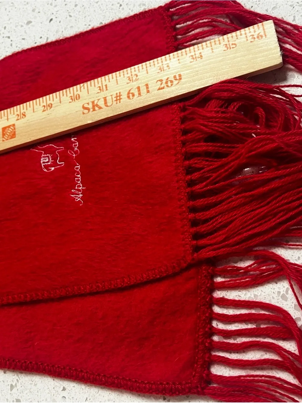 Alpaca Camargo Red Scarf Fringed Soft Embroidered‎